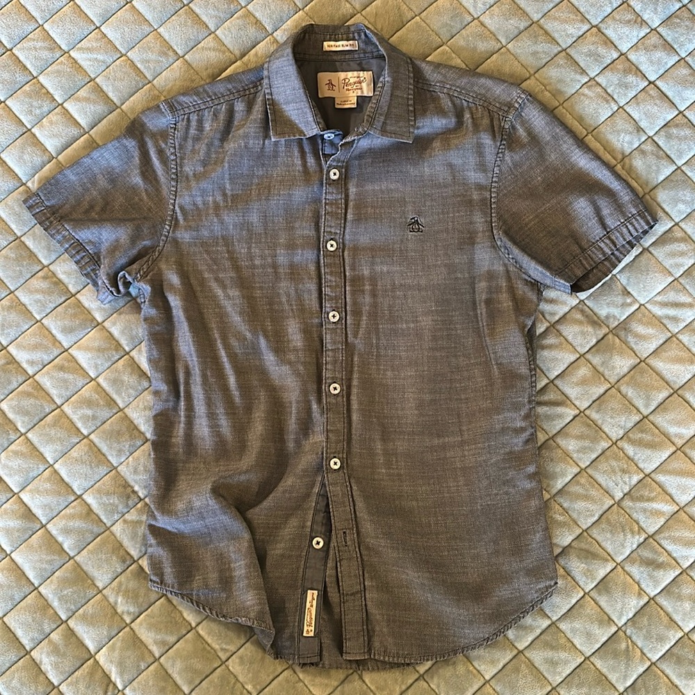 Penguin Heritage slim fit button down men’s small - navy cotton LIGHTWEIGHT